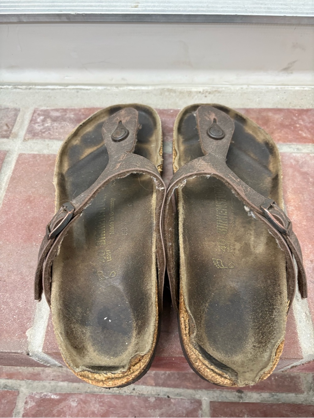 Birkenstock Brown Leather Thong Sandals size 40